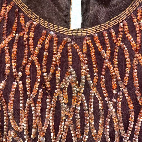 Vintage Women's Jewel Queen Sequined Beaded %100 Silk Plus Size Top 1X - Picture 6 of 8